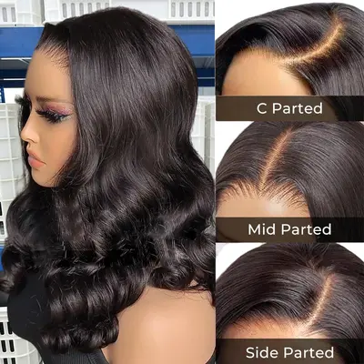 13x4 HD Lace Front Wig, Black Curly Hair, Ocean Wave