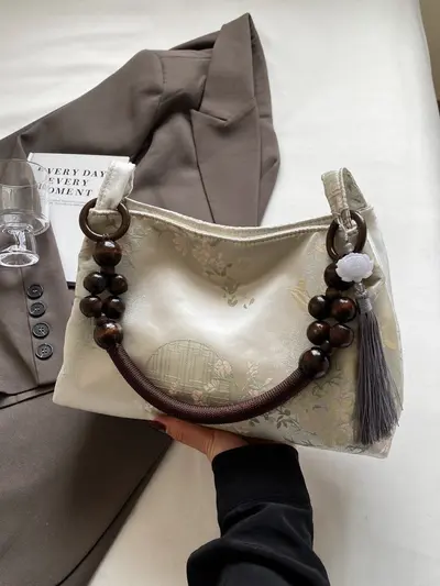 Women's Shoulder Bag, Chinese Style, Large Capacity, Square - 3