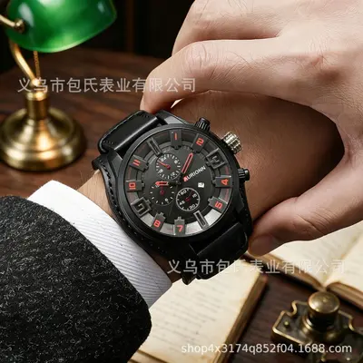 2026 Neues Modell Grenzüberschreitender Bestseller Vintage Herrenleder-Armbanduhr mit großem Zifferblatt Tiktok Special Forces Style Quarzuhr