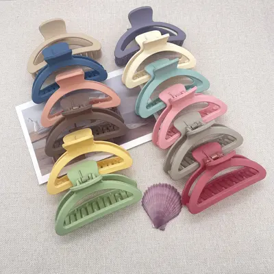 Combination claw clip rectangle square Korean style large size women simple and elegant back of head shark clip frosted hair claw clip - 7