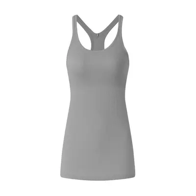 Women's Long Yoga Tank Top with Chest Pads and Criss-Cross Back - 7