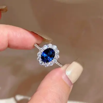 Dove egg blue zircon ring, adjustable, luxury - 5