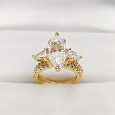 925 Sterling Silver 4 Carat Marquise Moissanite Ring for Women, Stackable - 12