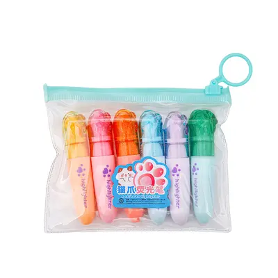 Cute Cat Paw Highlighter Set, Macaron Colours, for Students