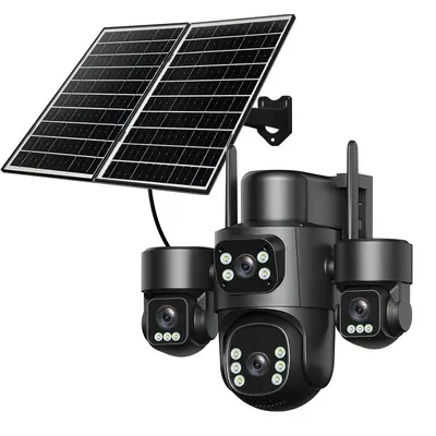 Four-Lens Surveillance Camera HD Night Vision Solar-Powered - 6