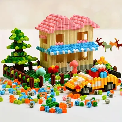 Çocuk Eğitici DIY Piksel Resim Yapı Taşı 3D Yapboz - 3