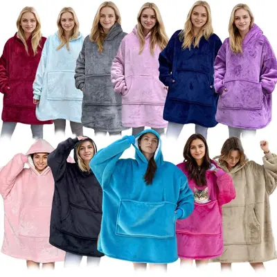 Hooded Flannel Blanket with Thickened Lamb Wool Style Fleece - 6