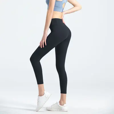 Yoga pants, high stretch, seamless, high waist, peach tone - 10