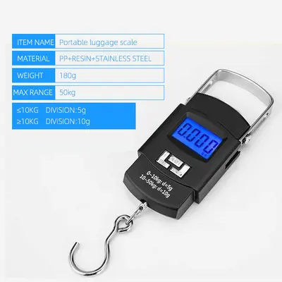 Compact Portable Electronic Scale with Fishing Hook