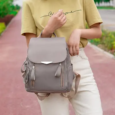 Korean-Japanese Style Casual Minimalist Nylon Women's Backpack - 8