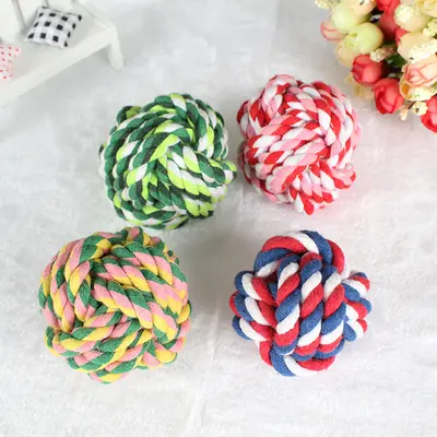 Cotton Rope Dog Toy Chew-Resistant Knotted - 3