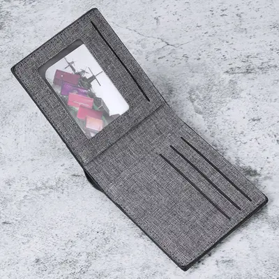 Schlichte Herren-Kurzbrieftasche mit Kartenfach und Canvas-Patchwork-Münzfach - 4
