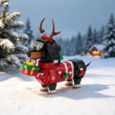 Weihnachts-Dackel Bausteine Modellset - 2