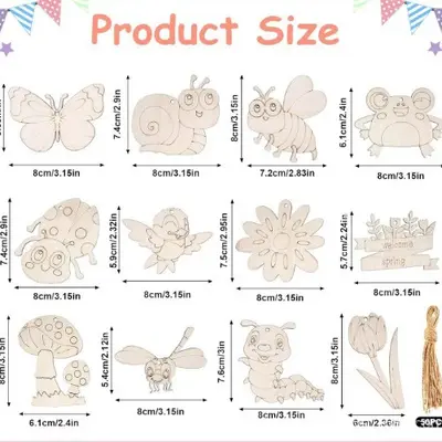 DIY Handmade Craft Wooden Puzzle Blanks Decorative Toy Set for Children Assembly and Painting - 8