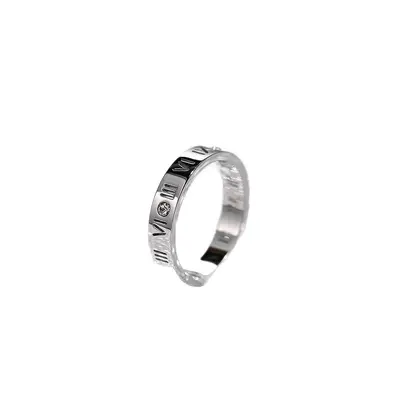 Stainless steel Roman numeral ring with zirconia stones