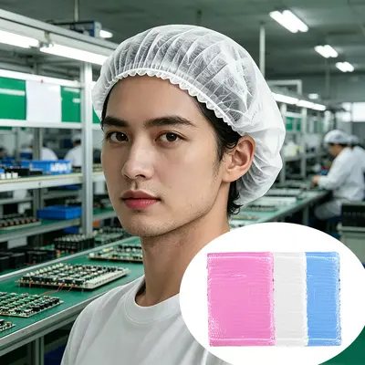 Disposable Non-Woven Kitchen Chef Hat, Dust-Proof Hygienic Cap, Breathable