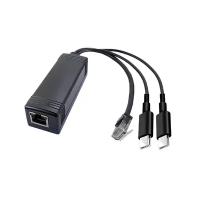 Gigabit POE Ayırıcı, 12V Çift Çıkışlı USB/DC, İki Type-C Konnektörlü POE Güç Modülü