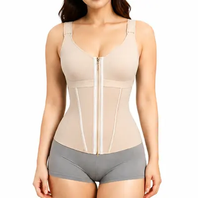 Komprimierendes Damen-Shapewear-Oberteil für Sport, atmungsaktiver Netzstoff