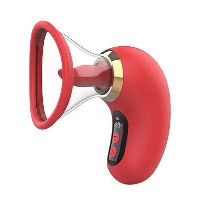 Digital Display Realistic Dildo, G-Spot Vibrator with Tongue Licking Suction - 9