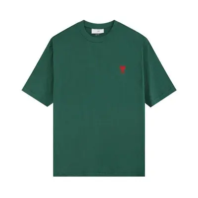 Locker geschnittenes T-Shirt aus reiner Baumwolle mit Pfirsich-Herz-Stickerei