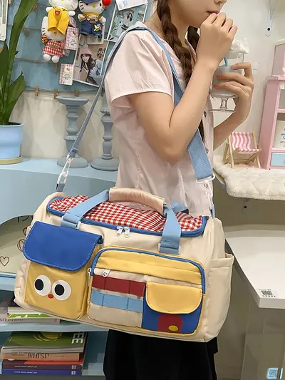 Baskılı büyük kapasiteli seyahat ve fitness çantası - 4