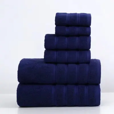 Cotton towel set 3-piece, thick, absorbent, soft - 11