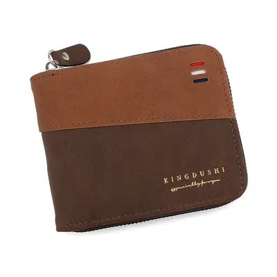 Men's Short Wallet, Zipper Coin Pocket, Multiple Card Slots - 7