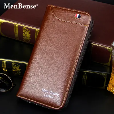 Long Men's Zip Wallet with Multiple Card Slots, Large Capacity - 2