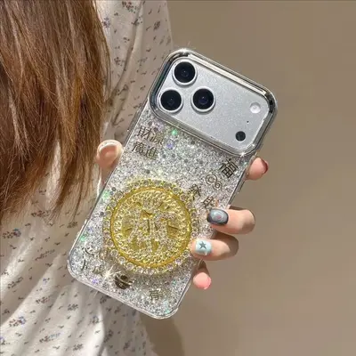 适用苹果18promax手机壳iphone17滴胶闪粉转盘美元发财16pro新款X - 5