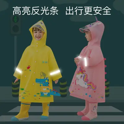 Wasserdichter breiter Kinderregenmanteljmit Cartoon 3D Rucksack, EVA verdickter reflektierender Regenmantel für Schüler.
