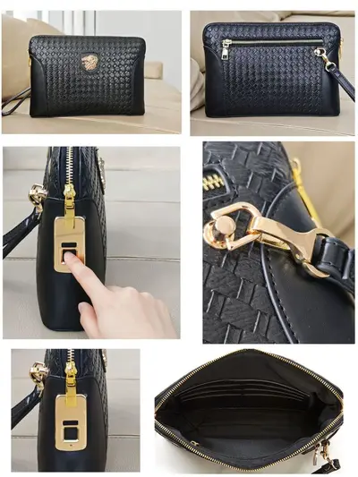 Men's Handbag with Fingerprint Lock, Anti-Theft Woven Design, Large Capacity - 6