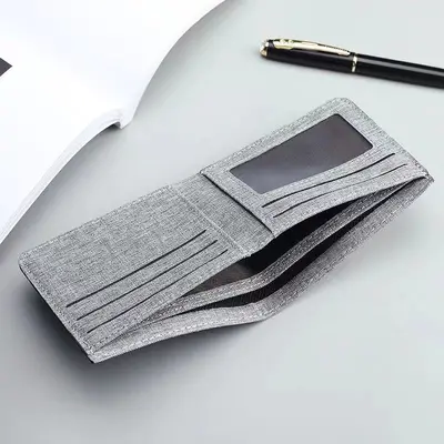 Men's Ultra-Thin Canvas Short Wallet with Driver's License Slot - 3