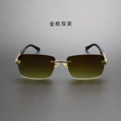 Rahmenlose polygonale Herren-Sonnenbrille, Retro-Modestil - 8