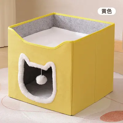 Foldable Winter Cat Bed with Three-Layer Sisal Scratching Surface - 8