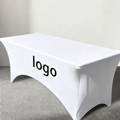 Çapraz elastik masa örtüsü 4FT 6FT 8FT açık hava düğün etkinliği süt ipek konferans masa örtüsü kokteyl masa örtüsü toptan - 8