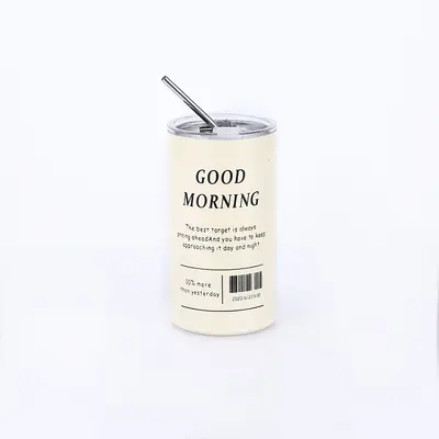 Stainless steel frosted American coffee cup, latte vacuum car cup, double-wall tumbler with straw, office thermos cup - 10