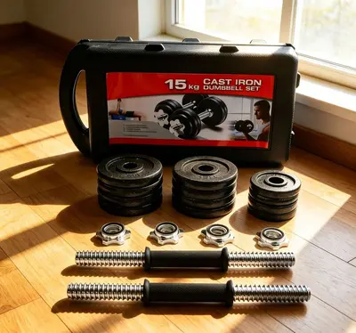 Massives Gusseisen Kurzhantel Set für Männer Fitness 15/20/30/50 kg Lackiert Matt Abnehmbar Verstellbar