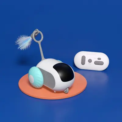 Remote Control Smart Running Toy Car with Feather Cat Teaser and Mouse - 7