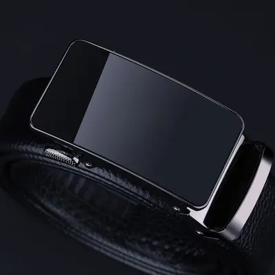 Men's first-layer cowhide belt with automatic buckle