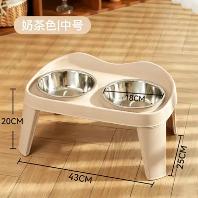 Stainless Steel Elevated Double Dog Bowl for Medium and Large Dogs - 10