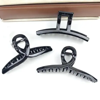 Große PC-Material Haarspange Schwarz Krallenklemme Große handgearbeitete DIY Haarnadel Schlicht vielseitig Hinterkopf Haarknoten Haarspange Hai - 4