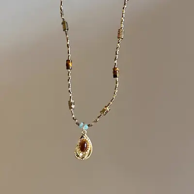 Women's Evil Eye Stone Beaded Necklace, Layered - 5