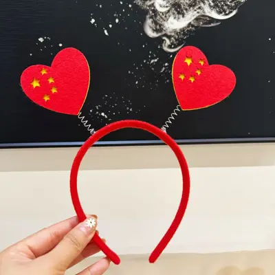National Day Red Flag Headband with Five-Pointed Star for Kids - 13