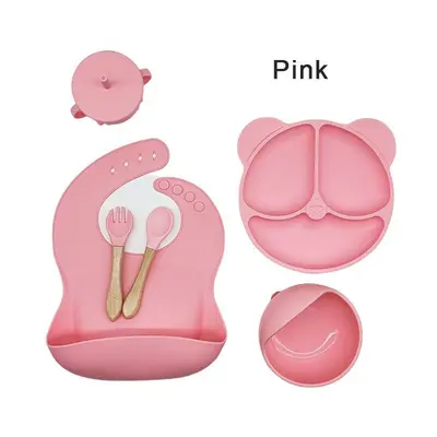 Silikon-Baby-Tischset 6-teilig Silikon-Essteller mit Saugnapf Silikon-Kinder-Essteller mit Saugnapf Schüssel Baby-Zubehör - 7