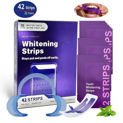 V34 Purple Teeth Whitening Strips, Yellowing Removal, Dry Strips - 9