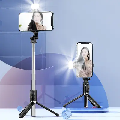 Selfie Çubuğu Seyahat Taşınabilir Tripod Entegre Masaüstü Canlı Yayın Fotoğraf Çekimi Çok Fonksiyonlu Evrensel Telefon Tutuşu - 10