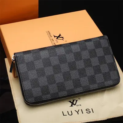 Genuine Leather Men's Clutch Wallet with Double Zipper - 10