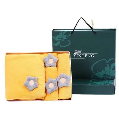 Mercan velvet towel bath towel gift box four-piece shower cap hand towel set wedding gift company annual meeting gift - 6