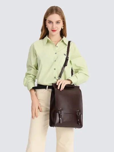 2026 Neues Modell echtes Leder Rucksack Damen britischer Uni-Stil Schulrucksack Student Vintage Computer Einfach Rindsleder Rucksack