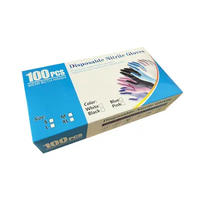 Disposable Nitrile Gloves Black Blue Powder-Free Textured Fingertips Thickened Food Grade Neutral English Packaging Foreign Trade Cross-Border